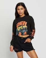 Thumbnail for your product : Brixton Women's Black Printed T-Shirts - 55 Heavy LS Crop Tee - Size One Size, M at The Iconic