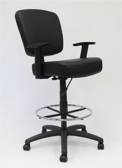 Boss Office Products ModernDraftingStoolBlack-Boss:OfficeChairwithAdjustableArms&Footring