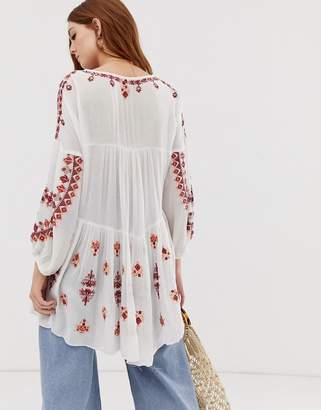 Free People Arianna embroidered tunic blouse