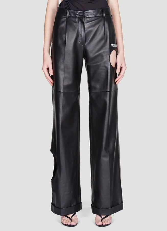 cut out leather pants
