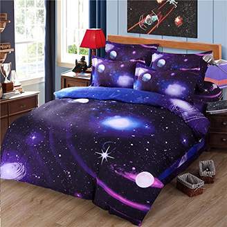 Cliab Galaxy Bedding Purple Blue Size for Girls Kids Boys Outer Space Duvet Cover Set 7 Pieces(Fitted Sheet Included)