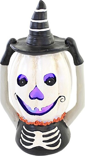 Transpac Halloween9.5InchPumpkinHeadLedHalloweenFigurine,LightedHalloweenDecorLight-UpSkeleton(1PC)