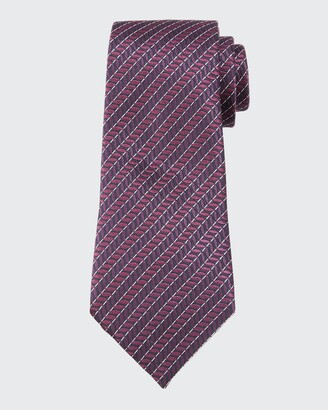 Ermenegildo Zegna Men's Ribbed Diagonal Stripe Silk Tie