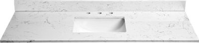 Bathroom Stone Vanity With Ceramic Undermount Sink And Modern Look - Bath Decor 60"x 22" Top & Stylish Design For Remodel