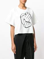 Thumbnail for your product : MM6 MAISON MARGIELA hand print cropped T-shirt