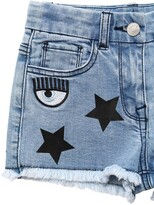 Thumbnail for your product : Chiara Ferragni Eyestar washed cotton denim shorts