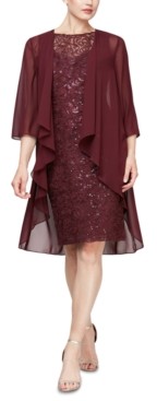 sl fashions embellished shift dress and jacket