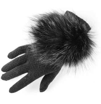 Black Cashmere and Fox Fur Gloves