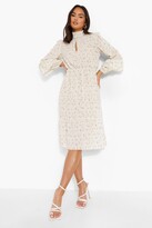 Thumbnail for your product : boohoo Floral Print Ruffle Neck Midi Dress