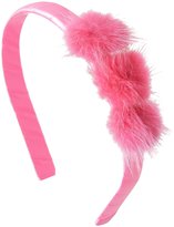Thumbnail for your product : Bows Arts Triple Mink Pom Velvet headband - Light Pink - One Size