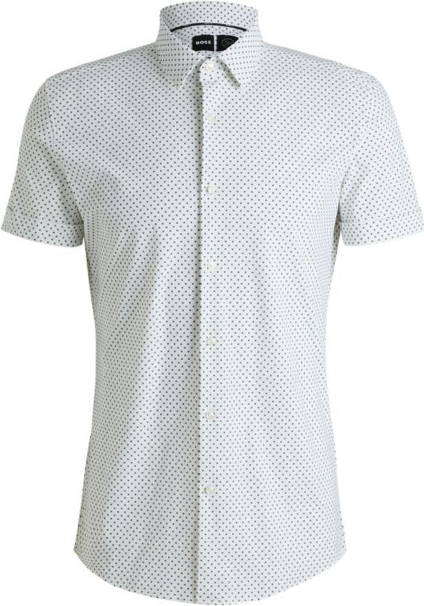 HUGO BOSS Slim-fit shirt in printed performance-stretch jersey