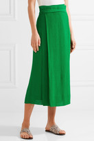 Thumbnail for your product : Protagonist Plissé-crepe Wrap-effect Midi Skirt - Bright green
