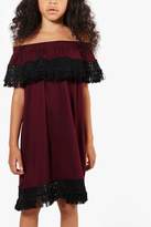 Thumbnail for your product : boohoo Girls Lace Trim Bardot Dress