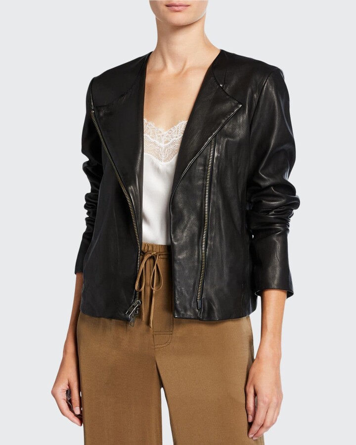 vince collarless leather jacket