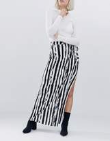 Thumbnail for your product : ASOS Design DESIGN wrap maxi skirt in mono stripe print