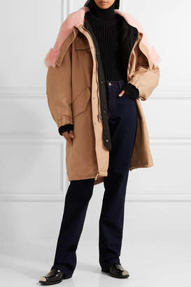 Calvin Klein Shearling-trimmed Cotton And Silk-blend Canvas Parka
