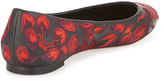 Thumbnail for your product : Alexander McQueen Floral Embroidered Ballerina Flat, Red/Black