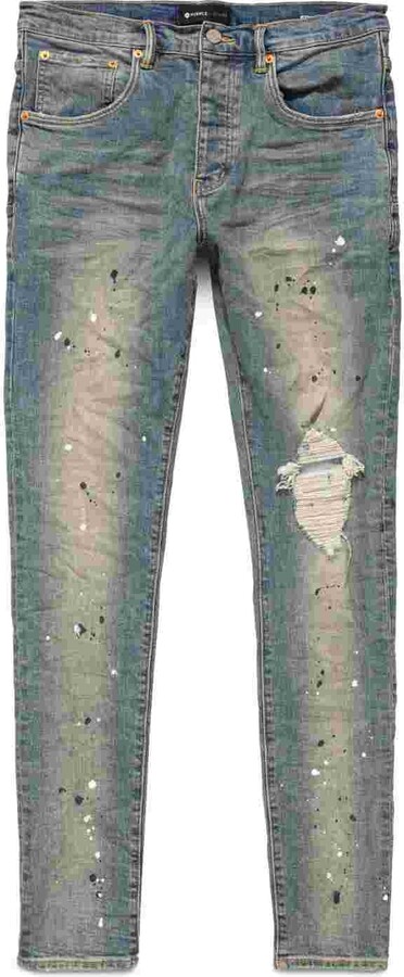 Purple Brand Mid Rise Destroy Paint Jeans