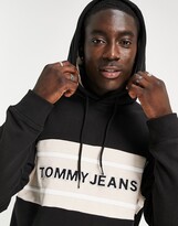 Thumbnail for your product : Tommy Jeans chest band colourblock logo hoodie in black