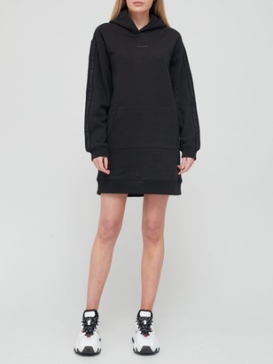 Calvin Klein Jeans Logo Trim Hoodie Dress Black