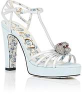 Thumbnail for your product : Gucci Women's Embellished Leather & Moire Platform Sandals - Silver