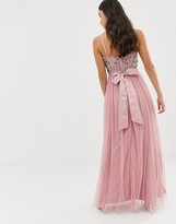 Thumbnail for your product : Maya cami strap contrast embellished top tulle detail maxi dress in vintage rose