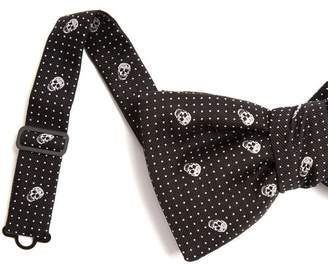 Alexander McQueen Skull And Polka Dot Silk Bow Tie - Mens - Black Multi