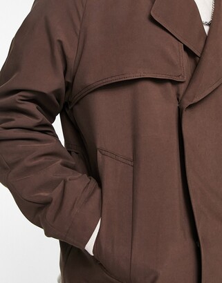 ASOS DESIGN cropped trench coat in brown
