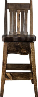 Loon Peak Kishea Collection Barstool w/ Swivel Seat and Back, 24 Inch Seat Height, Jacobean Stain and Clear Lacquer Finish