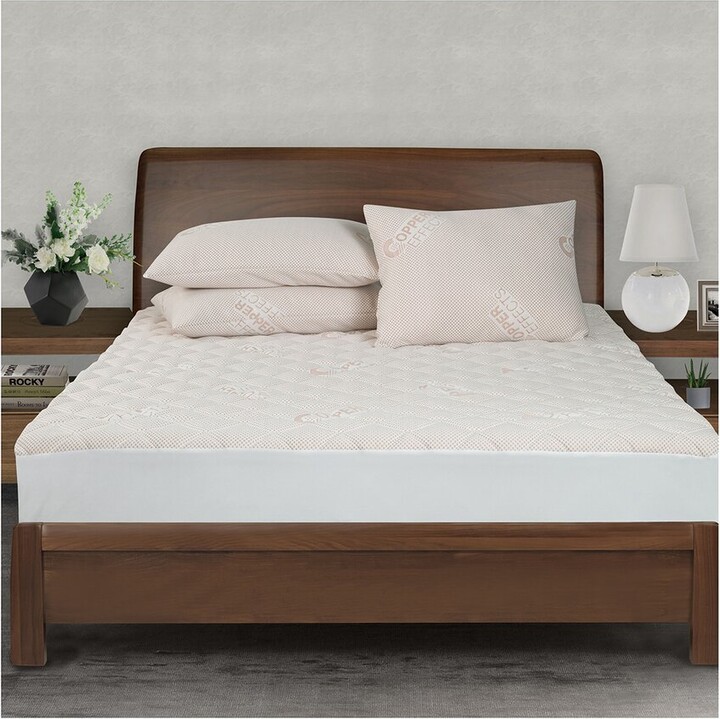 AllInOne Copper Effects Antimicrobial Fitted Mattress Pad ShopStyle