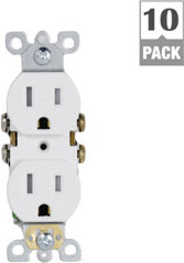 Energetic Lighting Standard PC Duplex Outlet Receptacle, Tamper Resistant, 15A, 125V, 3-Wire, 2-Pole, Residential