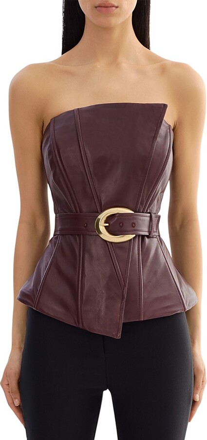 Lamarque Leather Belted Corset Top