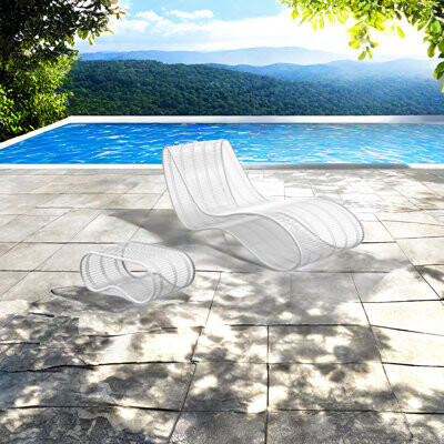 Orren Ellis Quanaisha Outdoor Stainless Steel Chaise Lounge Set with Table