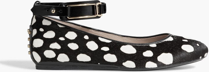 Tod's Studded printed calf hair ballet flats