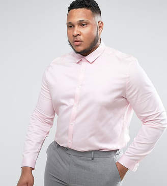 ASOS Design DESIGN Plus wedding slim fit sateen shirt in pink
