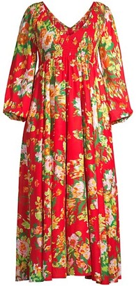 Baacal, Plus Size Smocked V-Neck Maxi Dress