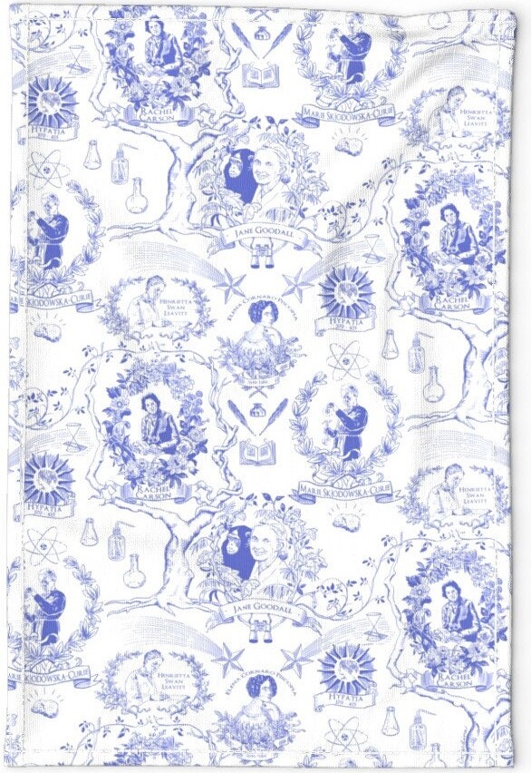 Etsy Traditional Tea Towel - Women Of Science & Learning By Vinpauld Linen Cotton Canvas Spoonflower