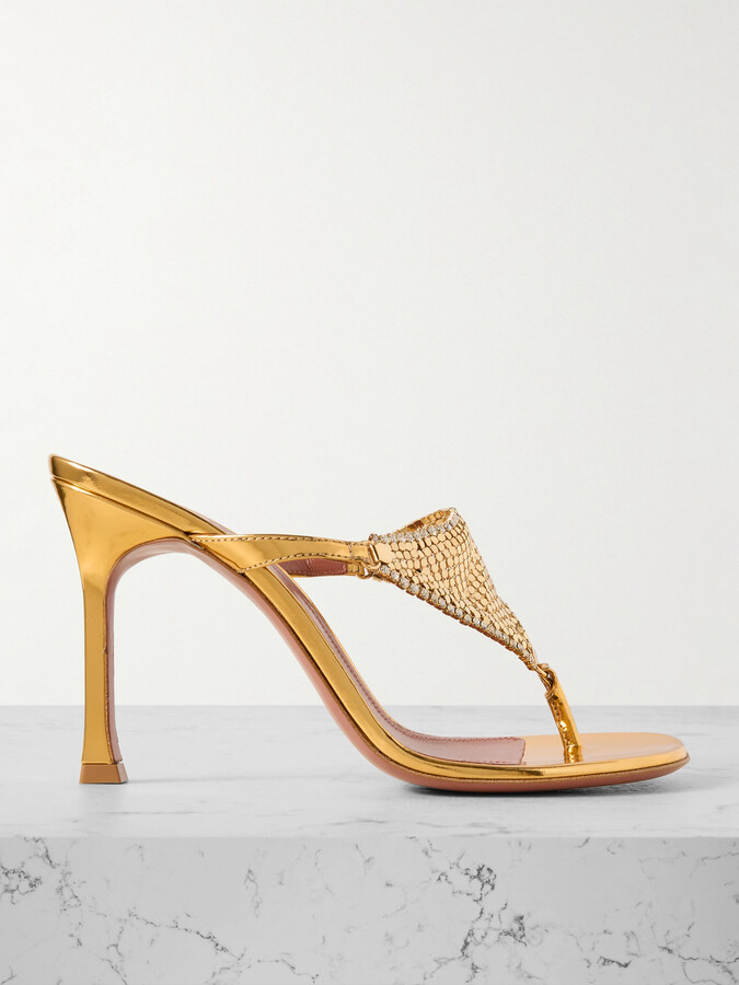 Amina Muaddi Women's Gold Shoes | ShopStyle