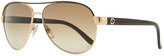 Thumbnail for your product : Gucci Metal Aviator Sunglasses with Brown Brow