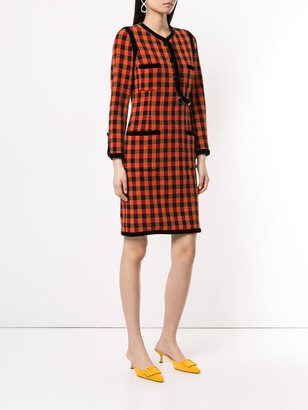 Chanel Pre Owned 1985-1993 Check-Pattern Long-Sleeve Dress