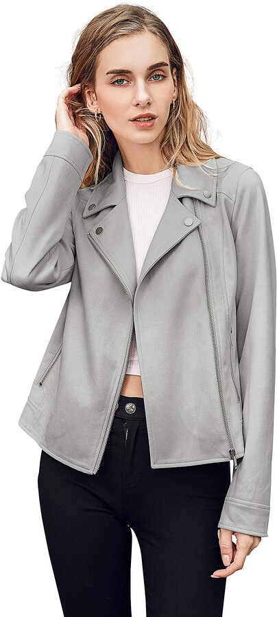 grey suede womens jacket