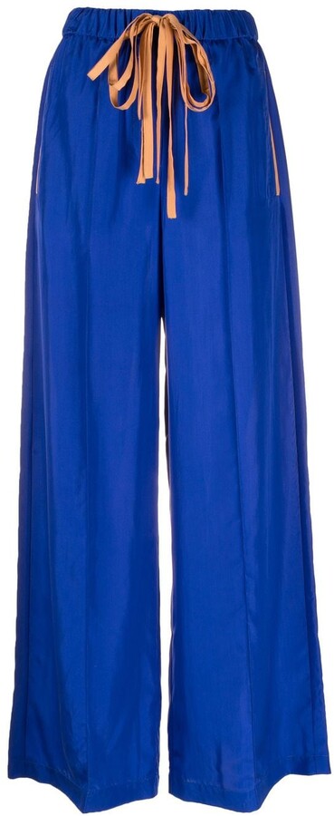 royal blue wide leg trousers