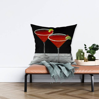 Begin Edition International Inc. Cosmopolitan Drink Throw | Black Poly Twill Home Decor