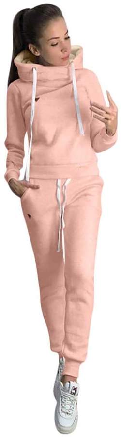 HARRYSTORE Women Fleece Sports Tracksuits Two Piece Set Sweatpants Hooded Sweatshirt Suits Women Lounge Wear Tracksuits 