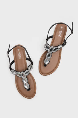 Ardene Glass Jewel T-Strap Sandals
