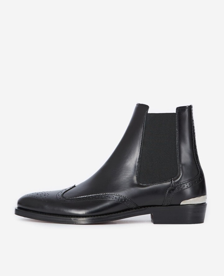 black brogue chelsea boots mens