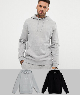ASOS DESIGN hoodie 2 pack black/heather gray