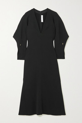 Victoria Beckham Embellished Fluted Cady Midi Dress - Black