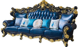 Romero 122'' Genuine Leather Rolled Arm Sofa