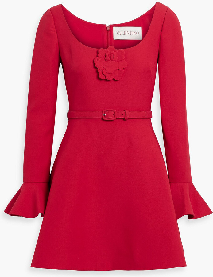 Valentino Garavani Appliquéd wool and silk-blend crepe mini dress